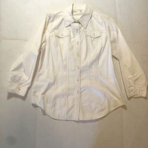 Unknown Brand Cream Long Sleeve Size Medium Button Down Blouse